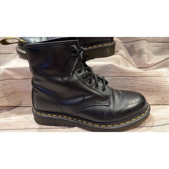 Dr Martens 1460 Patent Smooth Leather Boots Men Size 8 Black Lace Up